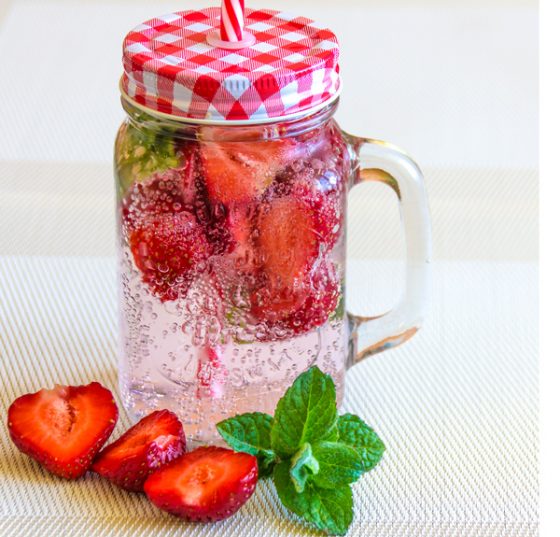 Strawberries-Mint-Water-Glass